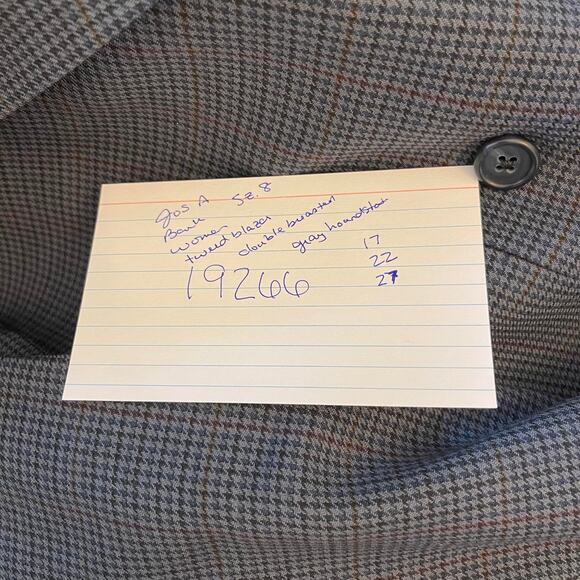 Jos A Bank jacket blazer woman's 8 gray double breasted houndstooth tweed lined - Picture 12 of 14